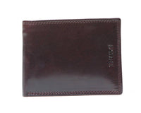 I Medici Bifold Mens Wallet with Coin Pocket, ID Window in Chocolate