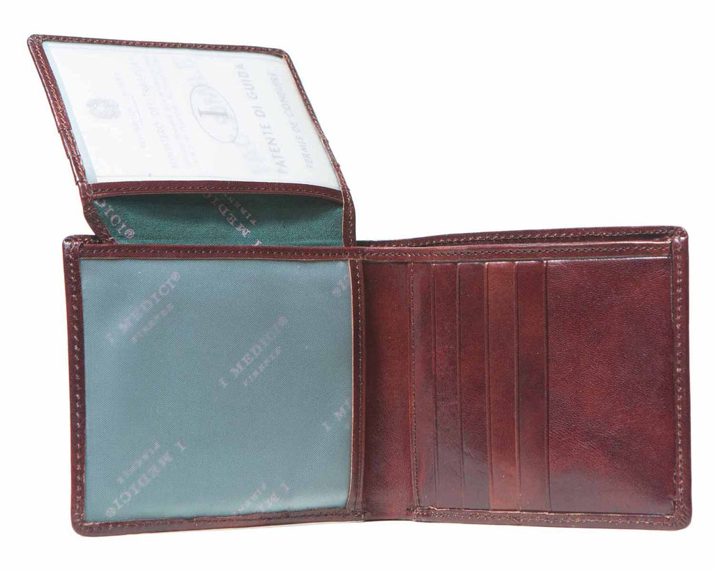 I Medici Bifold Mens Wallet with ID Window in Brown