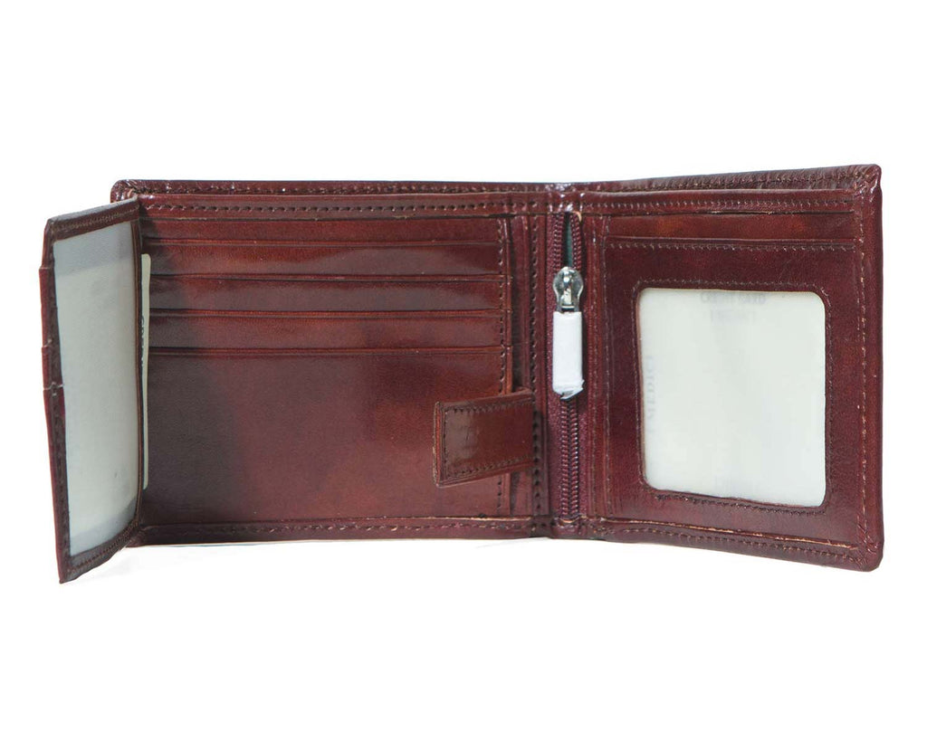 I Medici Bifold Wallet for Men, Card Case with ID Window in Black