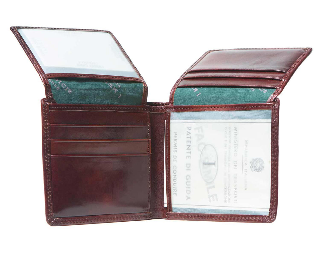 Inside of I Medici Bifold Credit Card Wallet for Men, ID Window