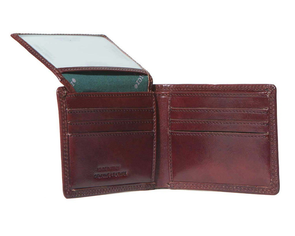 I Medici Bifold Mens Wallet With Card Pockets and ID Window in Brown