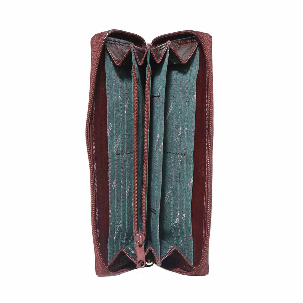 I Medici Norina Zipper Clutch Wallet for Women in Brown