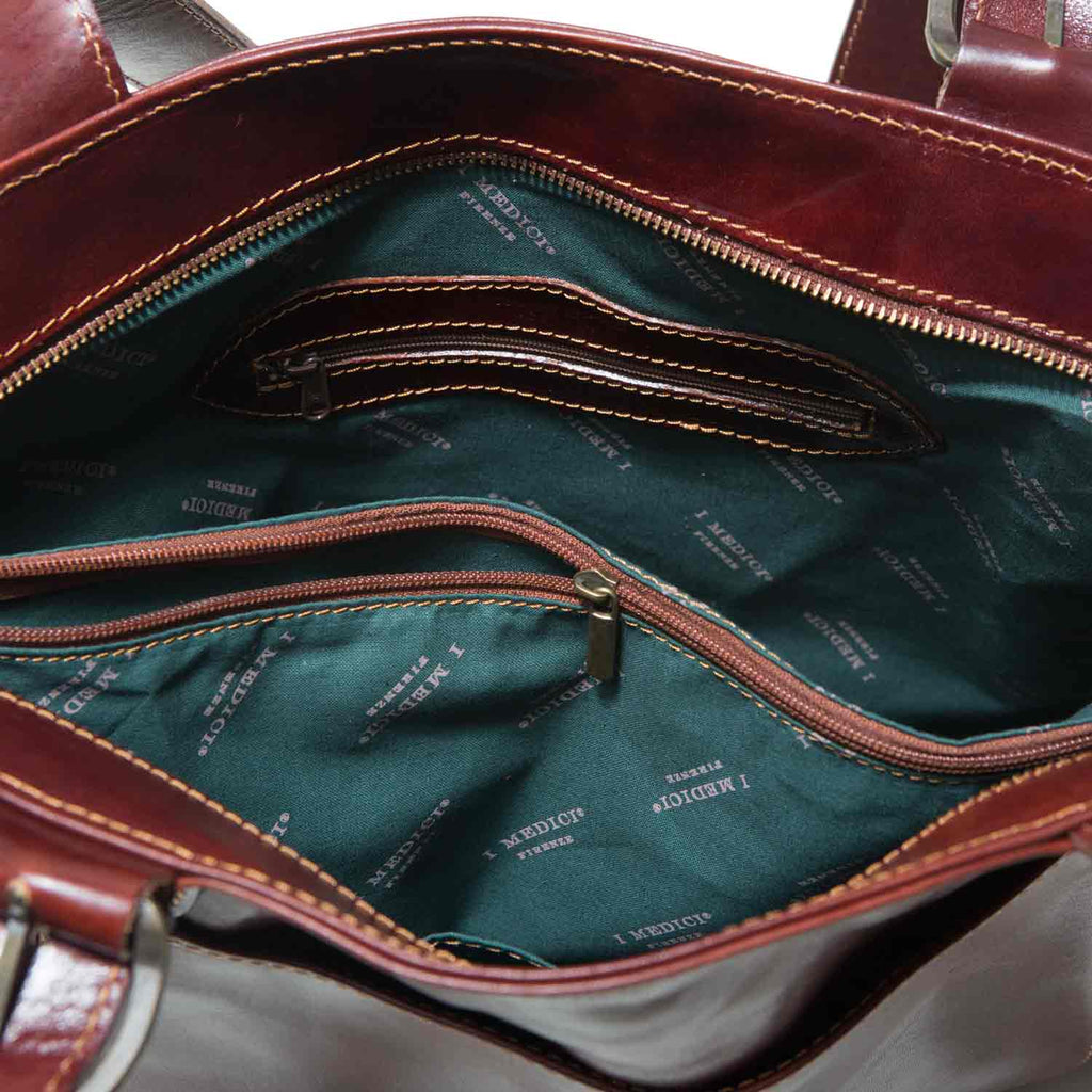 I Medici Borsa Shopping Leather Tote Bag in Brown
