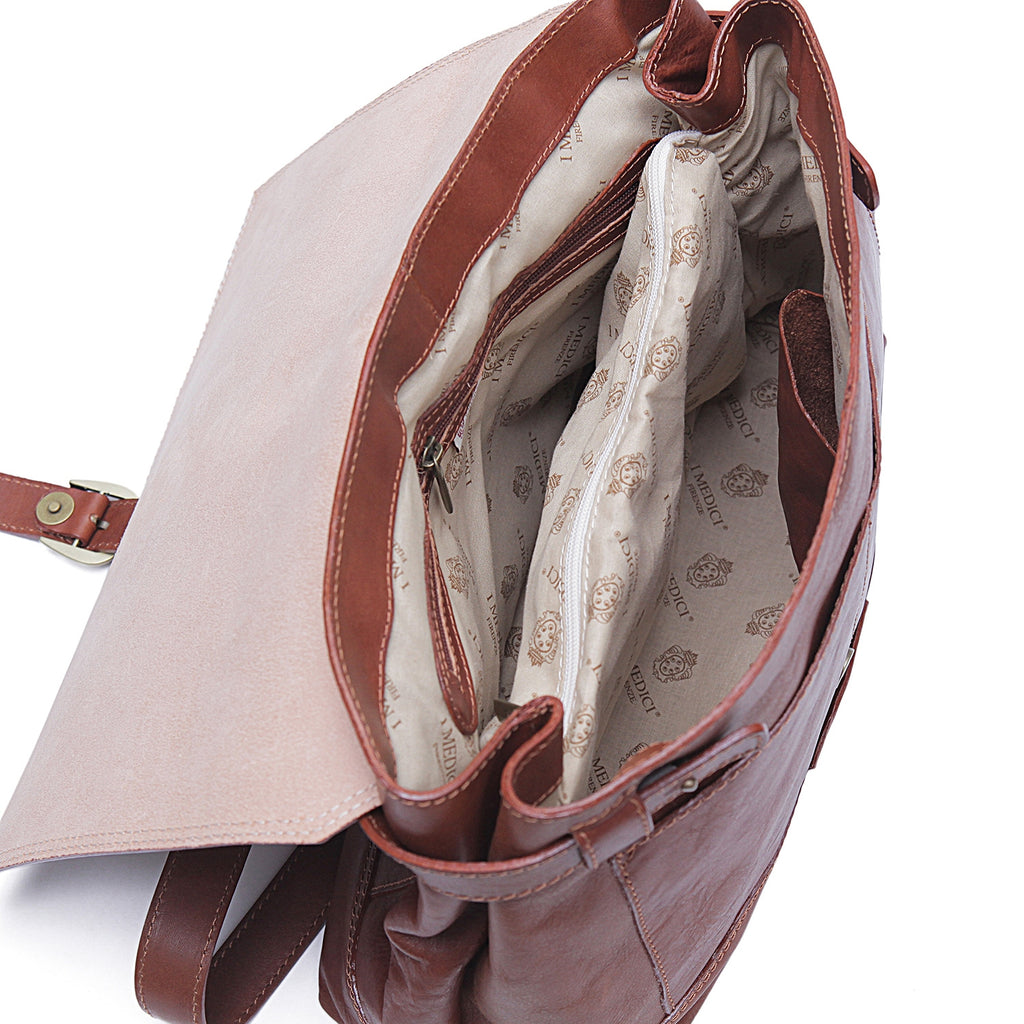 I Medici Pesaro Expandable Messenger Bag in Brown