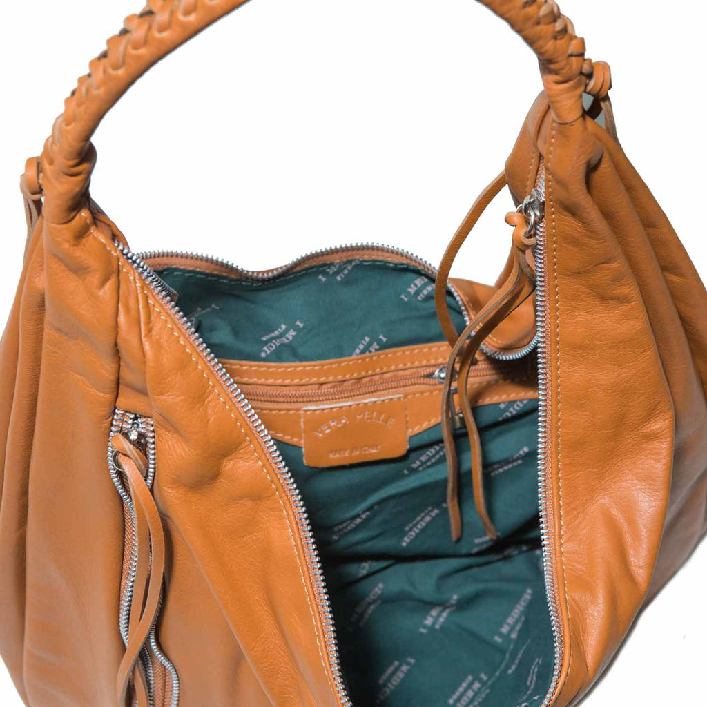 I Medici Blanca Leather Tote, Womens Italian Handbag in Dark Brown
