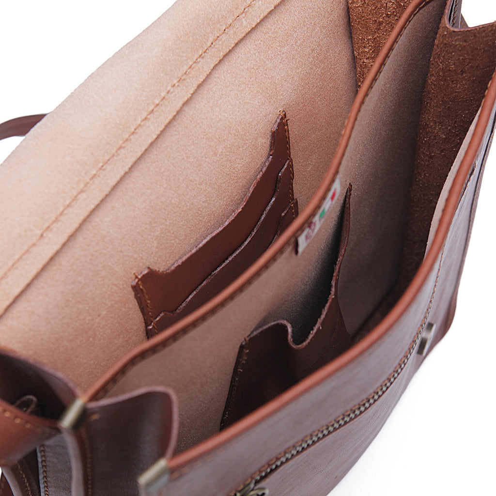 I Medici Gela Vertical Briefcase Messenger Bag in Brown