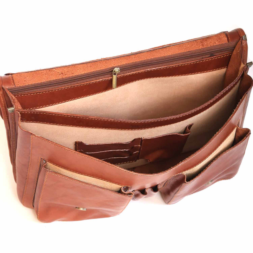 I Medici Cartella Scoula Italian Leather Briefcase in Chocolate