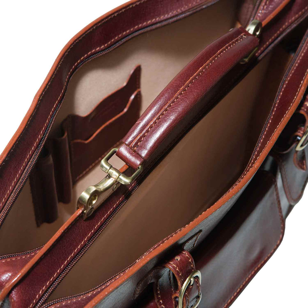 I Medici Florentine Italian Leather Briefcase, Business Bag in Brown