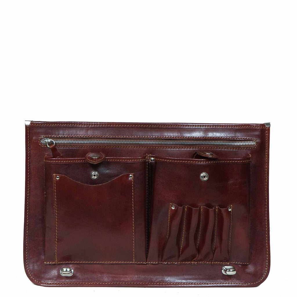 I Medici Cartella Nottolini Italian Leather Small Briefcase in Brown