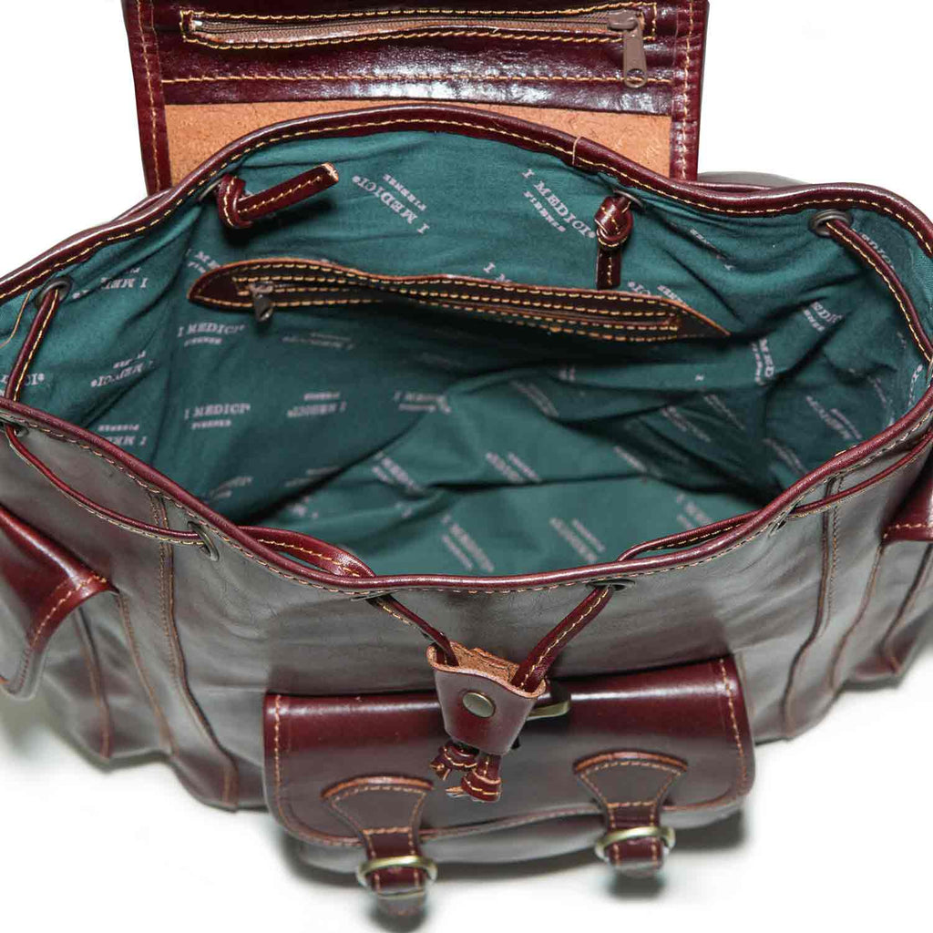 I Medici Rugged Elegance Italian Leather Backpack in Brown
