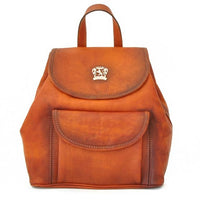 Pratesi Bruce Range Gaville Leather Backpack, Flap Over Pocket in Cognac