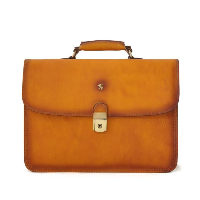 Men's briefcase cognac-colored