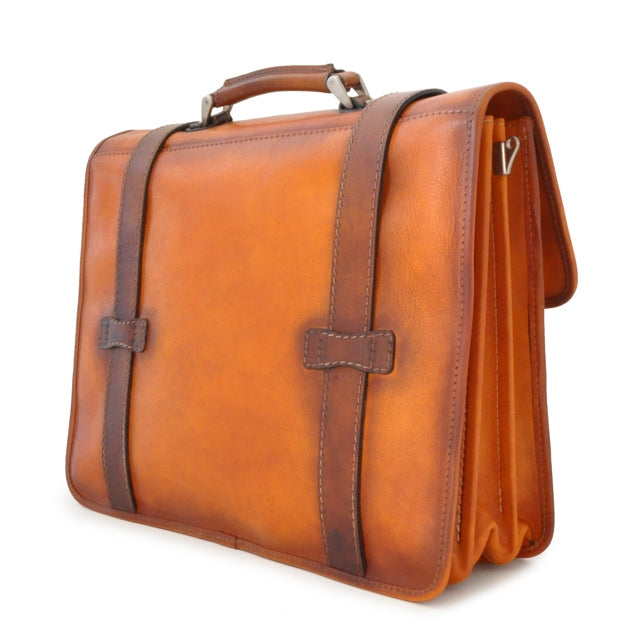 Pratesi Bruce Range Vallombrosa Double compartment Leather Briefcase in Black