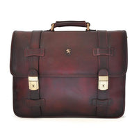 Pratesi Bruce Range Vallombrosa Double compartment Leather Briefcase in Burgundy