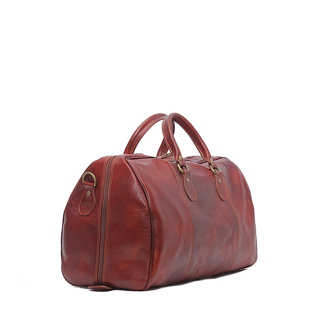 I Medici 18" Small Italian Leather Duffel Bag, Travel Luggage in Brown