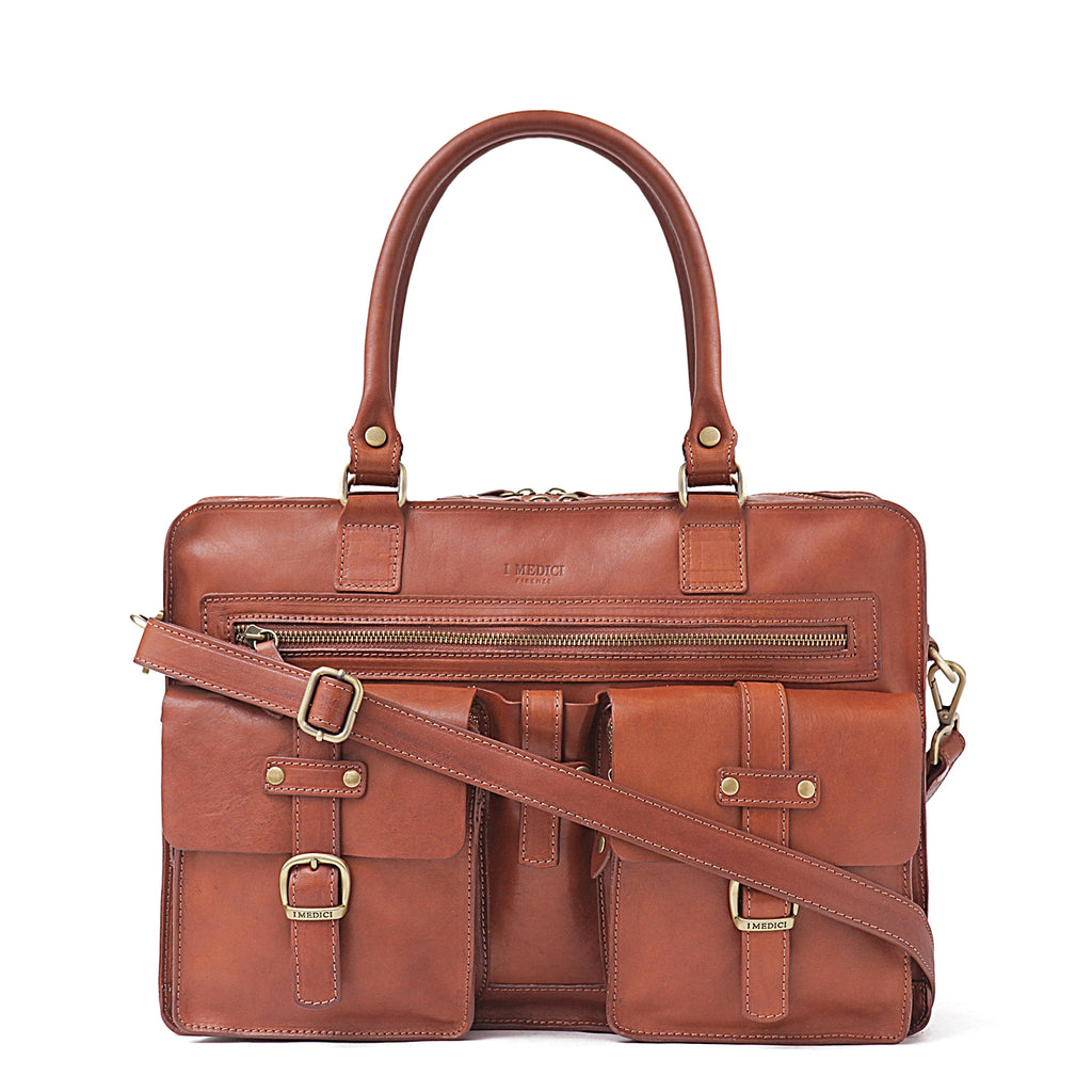 I Medici Lucca Laptop Briefcase in Brown