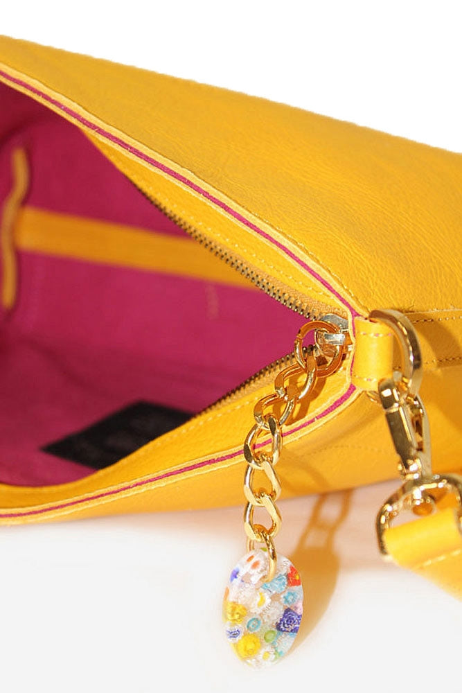 Terrida Murano Collection Small Shoulder Bag, Leather Purse in Yellow
