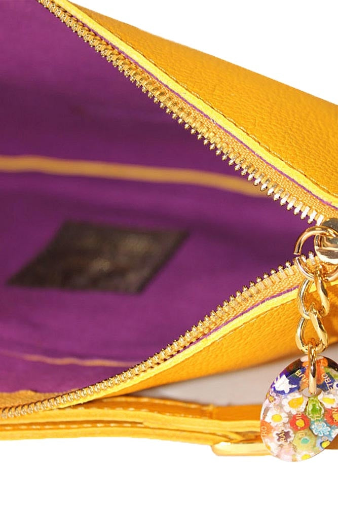 Terrida Murano Collection Leather Shoulder Bag, Small Purse in Yellow