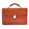 Pratesi Radica Range Leccio Single Compartment Leather Briefcase, Front Accordion Pocket in Brown