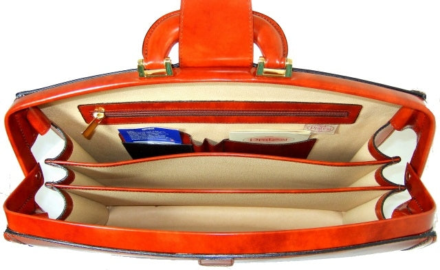 Pratesi Radica Range Brunelleschi Small Lawyer's Briefcase, Leather Attorney Bag in Black