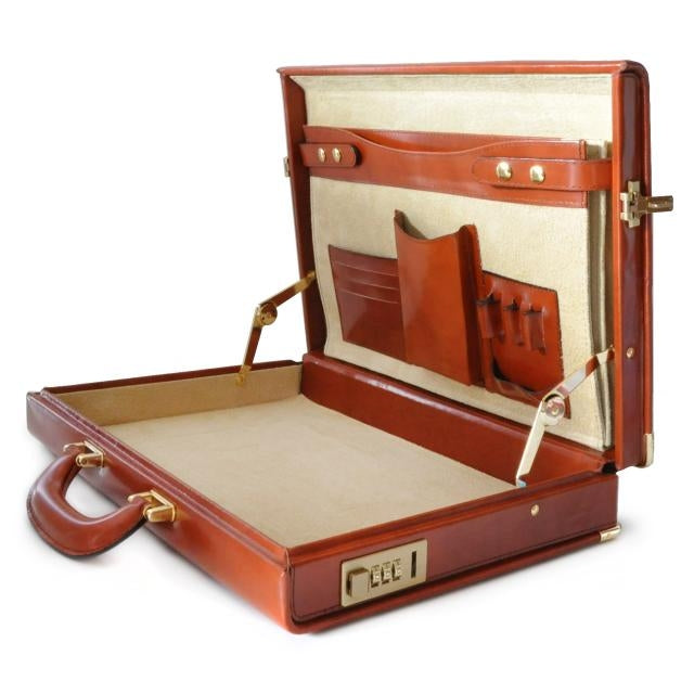 Inside of Pratesi Radica Range Machiavelli 2.7" Slim Attache Case, Hardsided Briefcase - Small