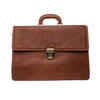I Medici Lorenzo Italian Triple Compartment Briefcase, Business Bag in Matte-Brown