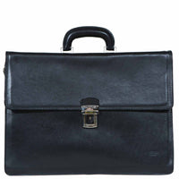 I Medici Lorenzo Italian Double Compartment Business Bag, Briefcase in Black