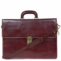 I Medici Lorenzo Italian Double Compartment Business Bag, Briefcase in Brown