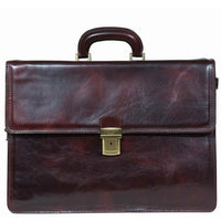 I Medici Lorenzo Italian Double Compartment Business Bag, Briefcase in Chocolate
