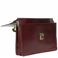 Side of I Medici Lorenzo Italian Double Compartment Business Bag, Briefcase, Opened