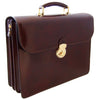Pratesi Radica Range Verrocchio Triple Compartment Leather Laptop Briefcase in Caf?