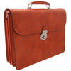 Pratesi Radica Range Verrocchio Triple Compartment Leather Laptop Briefcase in Orange