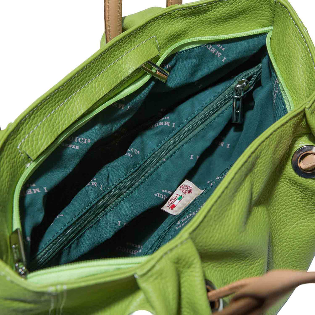 Inside of I Medici Abri Italian Tote Bag, Leather Handbag