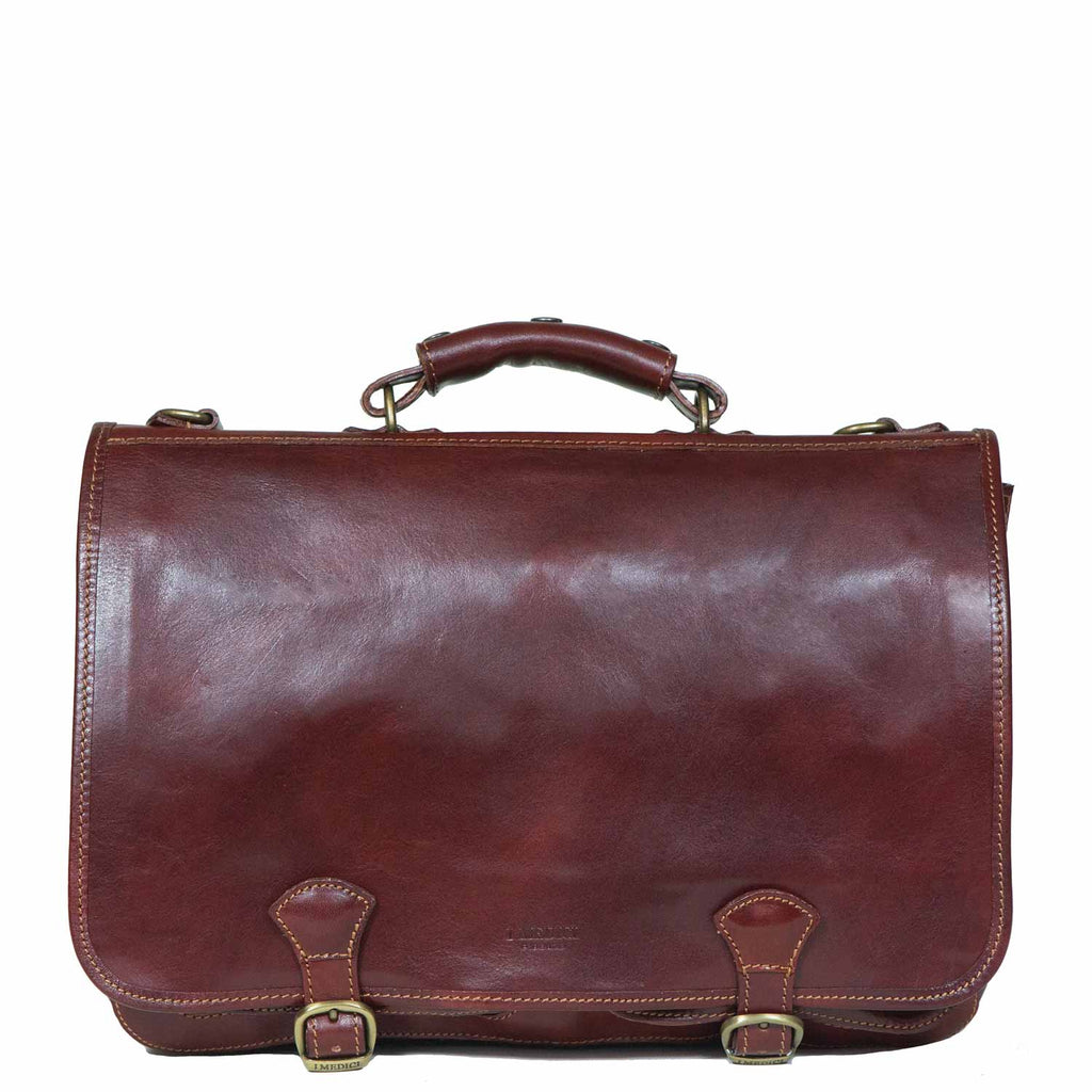 I Medici Perfect Ordine Italian Leather Briefcase in Brown
