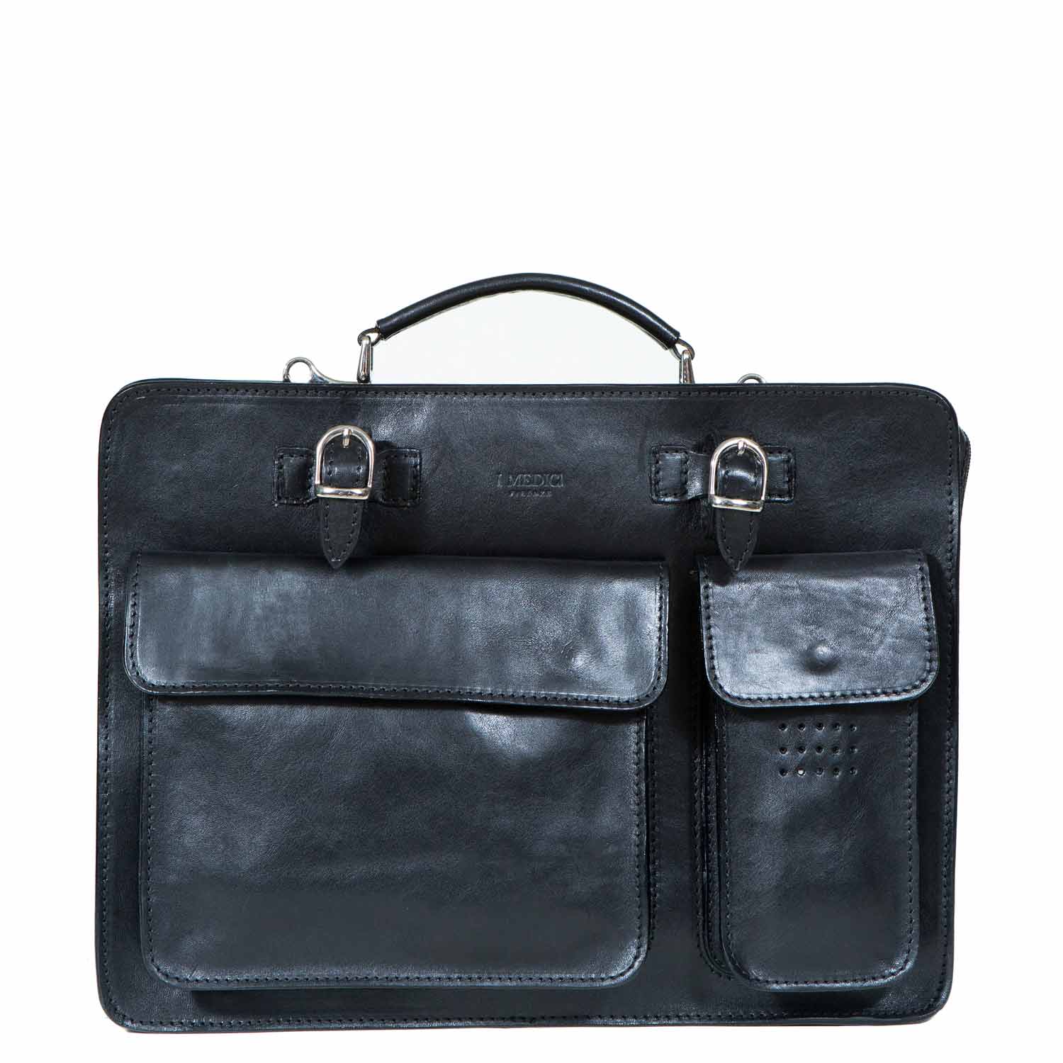 Full grain LEATHER doctor's bag with metal zip and front pocket