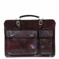 I Medici Florentine Italian Leather Briefcase, Business Bag in Chocolate