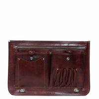 I Medici Cartella Nottolini Italian Leather Small Briefcase, Opened