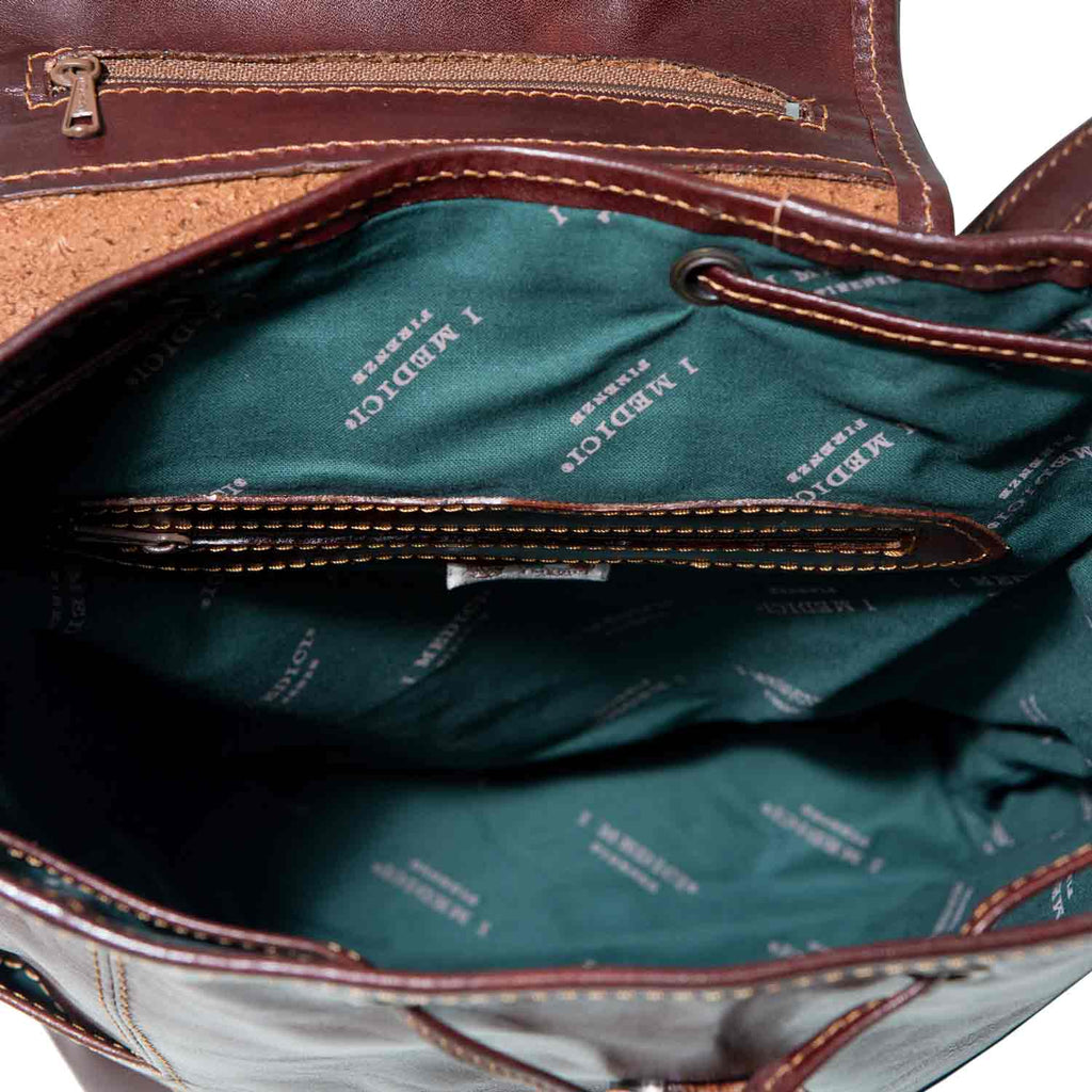 Inside of I Medici Italian Leather Backpack