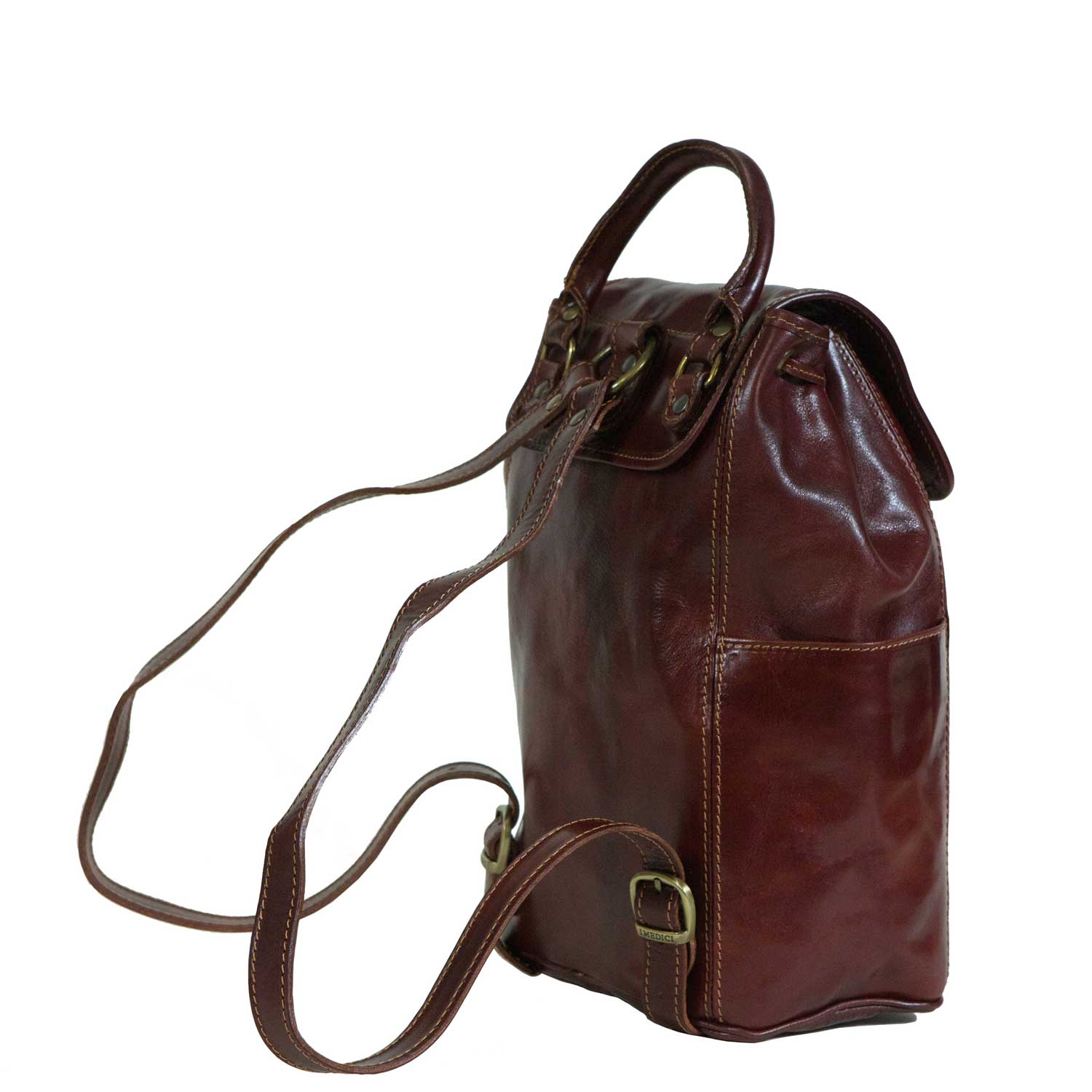 Made In Italy Leather Flat Backpack, Handbags