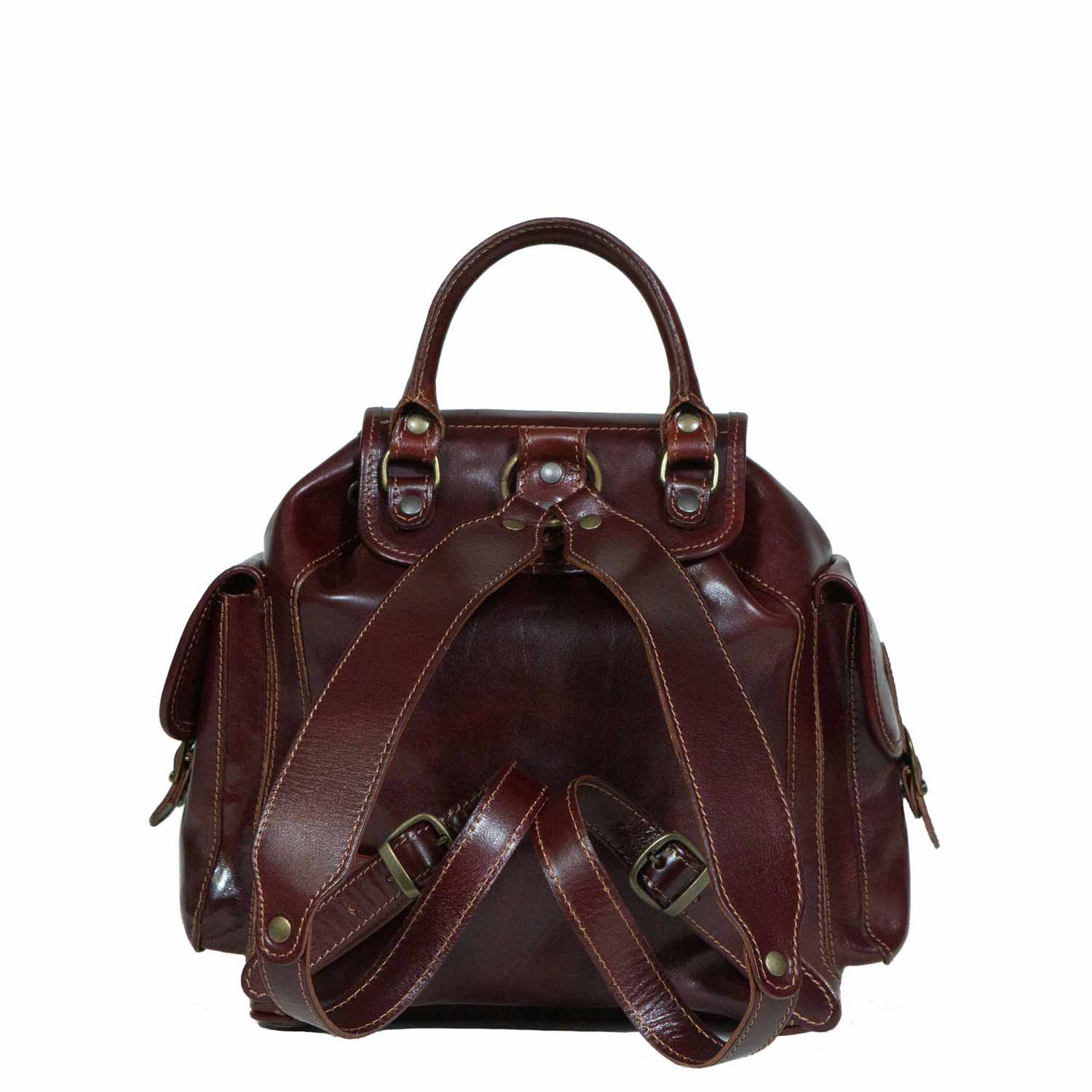 backpack messenger bag hybrid leather i medici Rugged Elegance Italian Leather Backpack | IM6830
