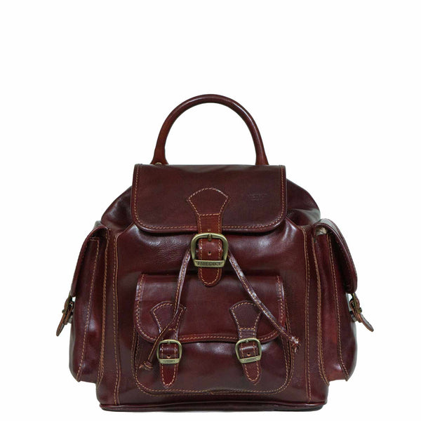 バッグ italy real leather backpack Genuine leather backpack for woman MONTE HALLA MAXI, BROWN