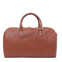 I Medici Borsone Ovale Uno Leather Carry on Duffel Bag, 20" Luggage in Matte-Brown