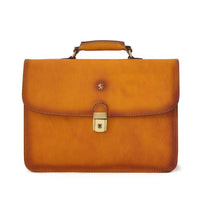 Pratesi Bruce Range Cerreto Guidi Men's Flap Over Leather Briefcase for Men in Cognac