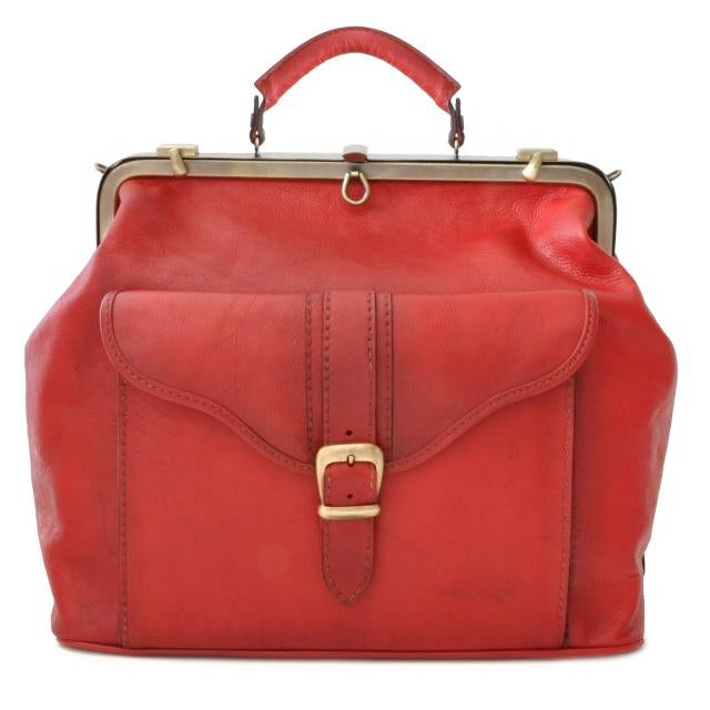 Bruce Range Mary Poppins Leather Travel Duffel Bag, Metal Frame