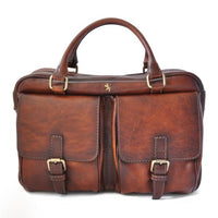 Pratesi Bruce Range Montalcino Top Zip Leather Briefcase for Men in Brown