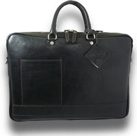 Pratesi Bruce Range Cortona Double Compartment Leather Briefcase in Black