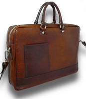 Pratesi Bruce Range Cortona Double Compartment Leather Briefcase in Brown