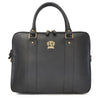 Pratesi Bruce Range Magliano U-Zip Leather Briefcase, Top Handle Work Bag in Black