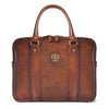 Pratesi Bruce Range Magliano U-Zip Leather Briefcase, Top Handle Work Bag in Brown