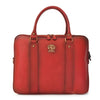 Pratesi Bruce Range Magliano U-Zip Leather Briefcase, Top Handle Work Bag in Cherry